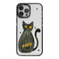 Custom Black Cat iPhone 13 Pro Max Black Impact Case on Silver phone