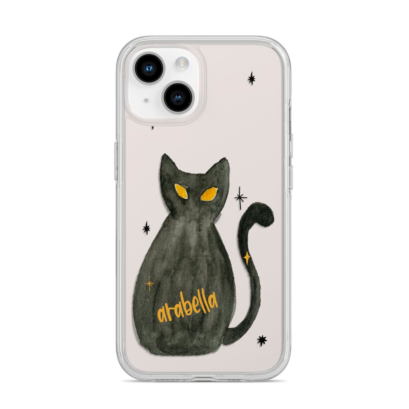 Custom Black Cat iPhone 14 Clear Tough Case Starlight