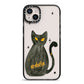 Custom Black Cat iPhone 14 Plus Black Impact Case on Silver phone