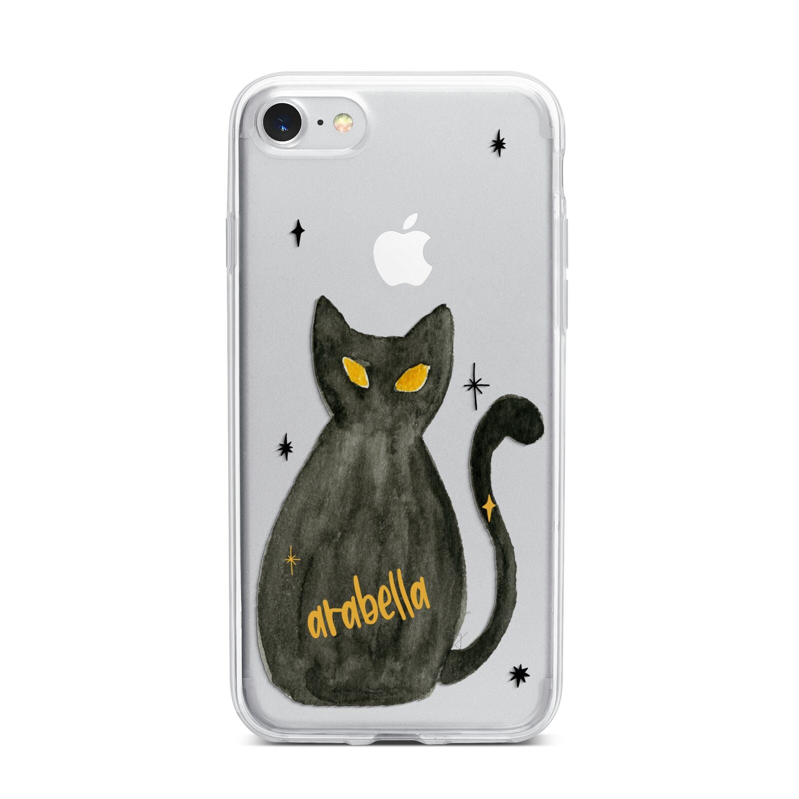 Custom Black Cat iPhone 7 Bumper Case on Silver iPhone