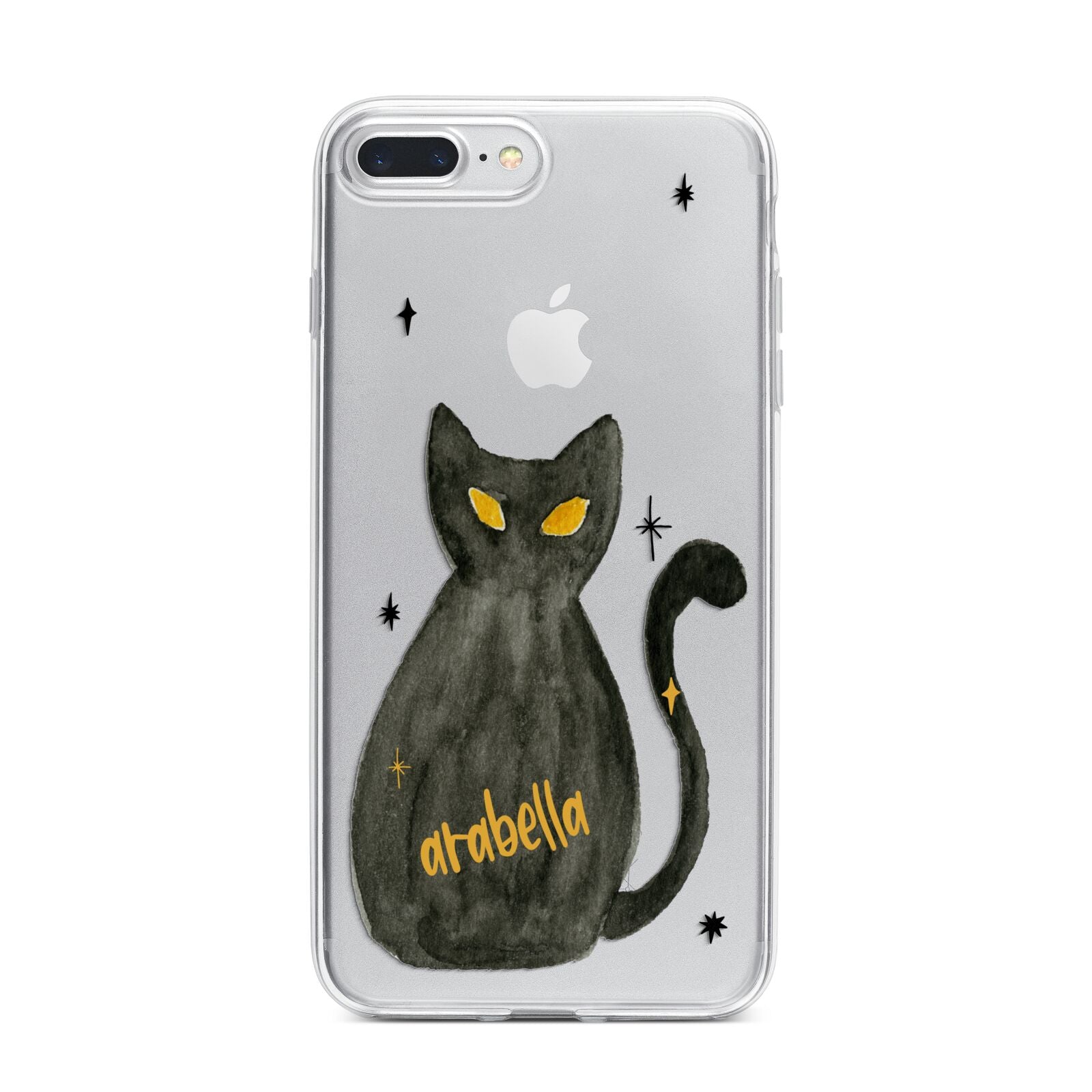 Custom Black Cat iPhone 7 Plus Bumper Case on Silver iPhone