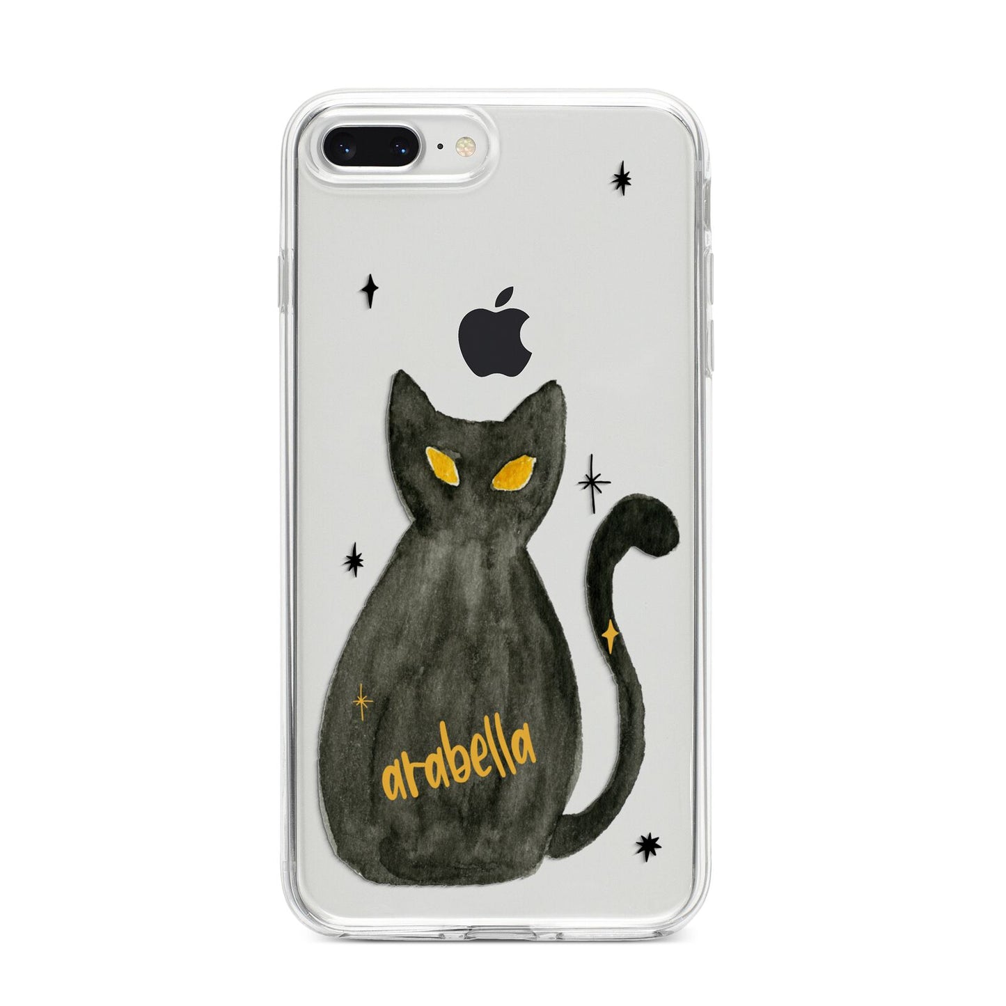 Custom Black Cat iPhone 8 Plus Bumper Case on Silver iPhone