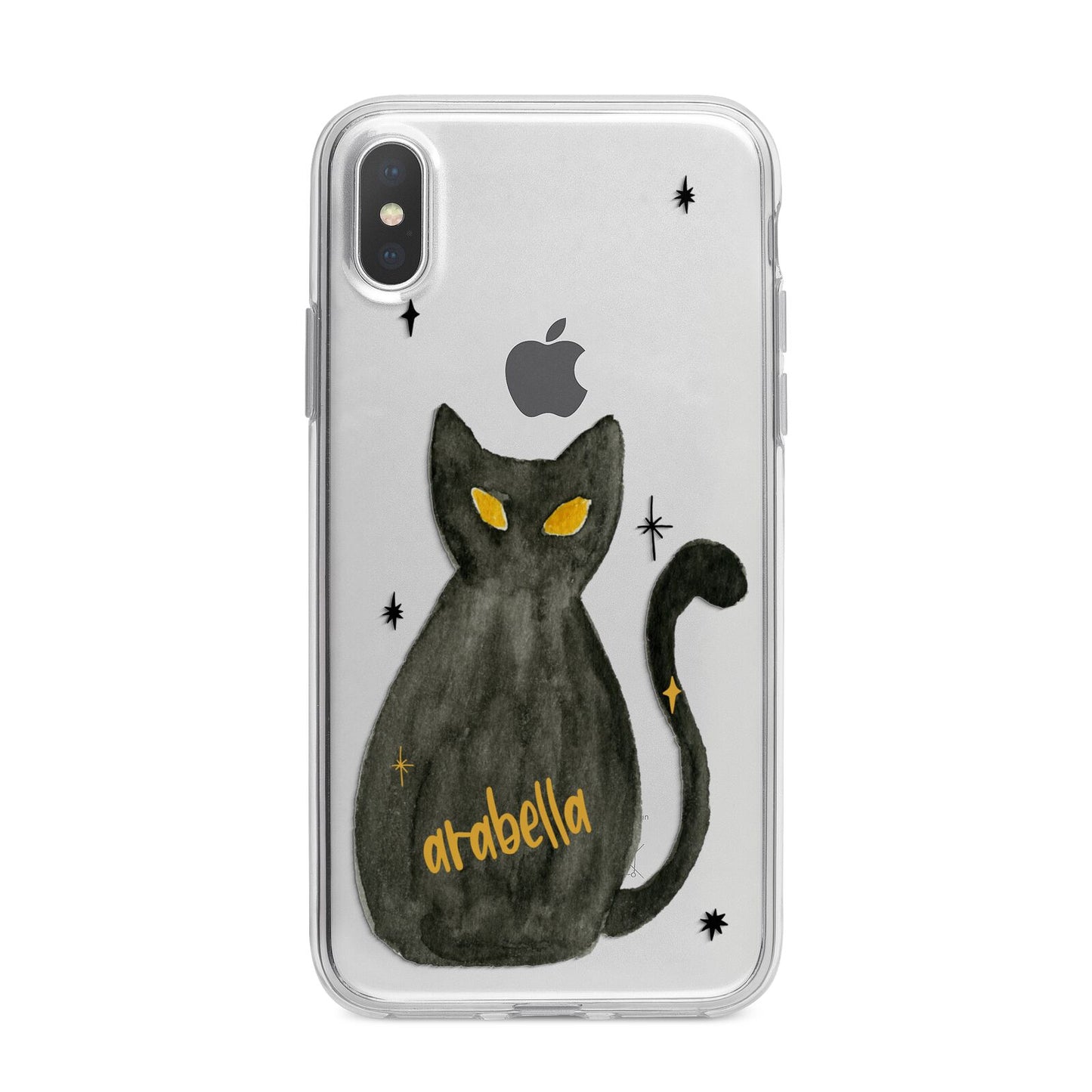 Custom Black Cat iPhone X Bumper Case on Silver iPhone Alternative Image 1