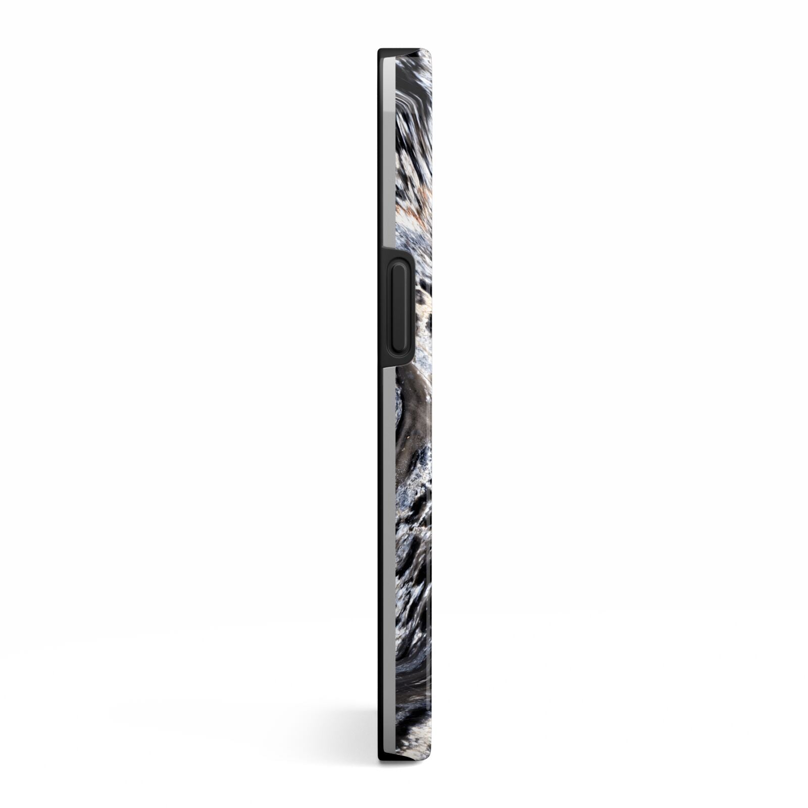 Custom Black Swirl Marble iPhone 13 Side Image 3D Tough Case
