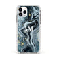 Custom Blue Swirl Marble Apple iPhone 11 Pro in Silver with White Impact Case
