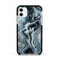 Custom Blue Swirl Marble Apple iPhone 11 in White with Black Impact Case
