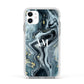 Custom Blue Swirl Marble Apple iPhone 11 in White with White Impact Case