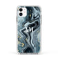 Custom Blue Swirl Marble Apple iPhone 11 in White with White Impact Case