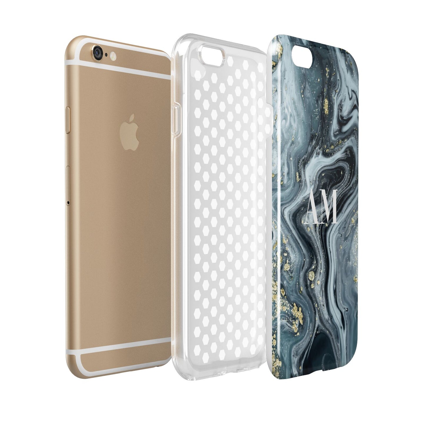 Custom Blue Swirl Marble Apple iPhone 6 3D Tough Case Expanded view