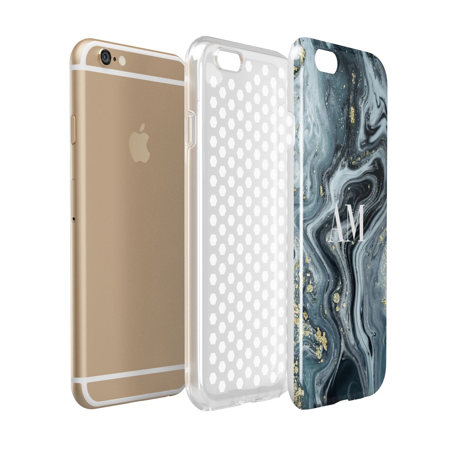 Custom Blue Swirl Marble Apple iPhone 6 3D Tough Case Expanded view