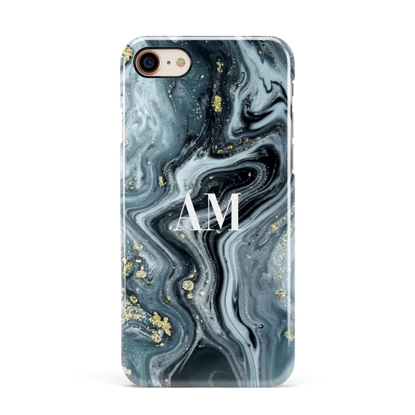 Custom Blue Swirl Marble Apple iPhone 7 8 3D Snap Case
