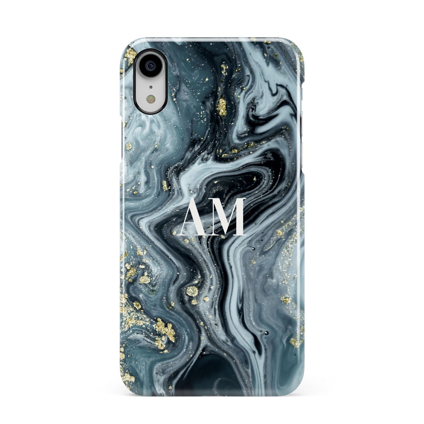 Custom Blue Swirl Marble Apple iPhone XR White 3D Snap Case