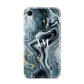Custom Blue Swirl Marble Apple iPhone XR White 3D Tough Case