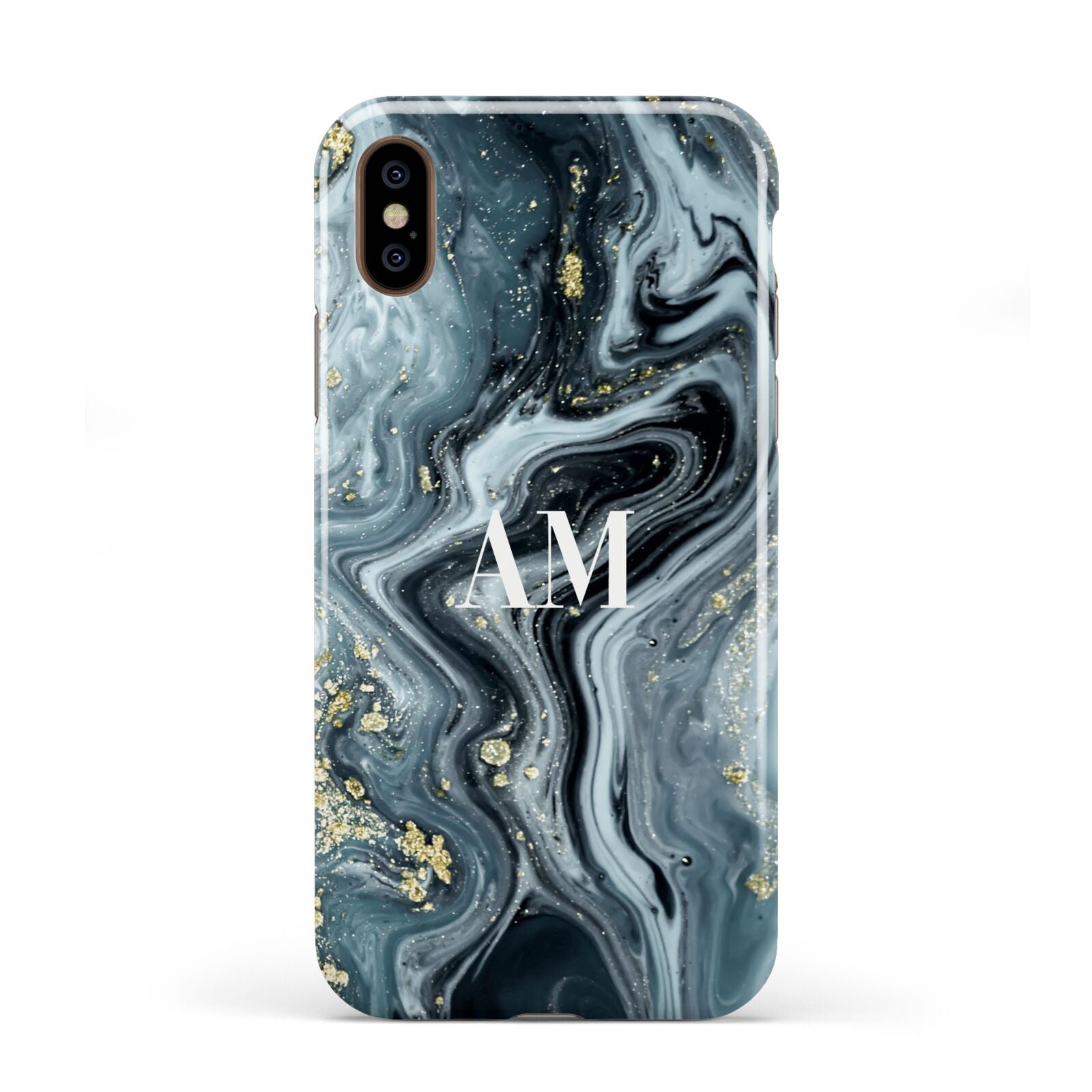 Custom Blue Swirl Marble Apple iPhone XS 3D Tough