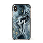 Custom Blue Swirl Marble Apple iPhone Xs Impact Case Black Edge on Gold Phone