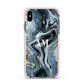Custom Blue Swirl Marble Apple iPhone Xs Max Impact Case Pink Edge on Black Phone