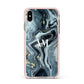 Custom Blue Swirl Marble Apple iPhone Xs Max Impact Case Pink Edge on Gold Phone
