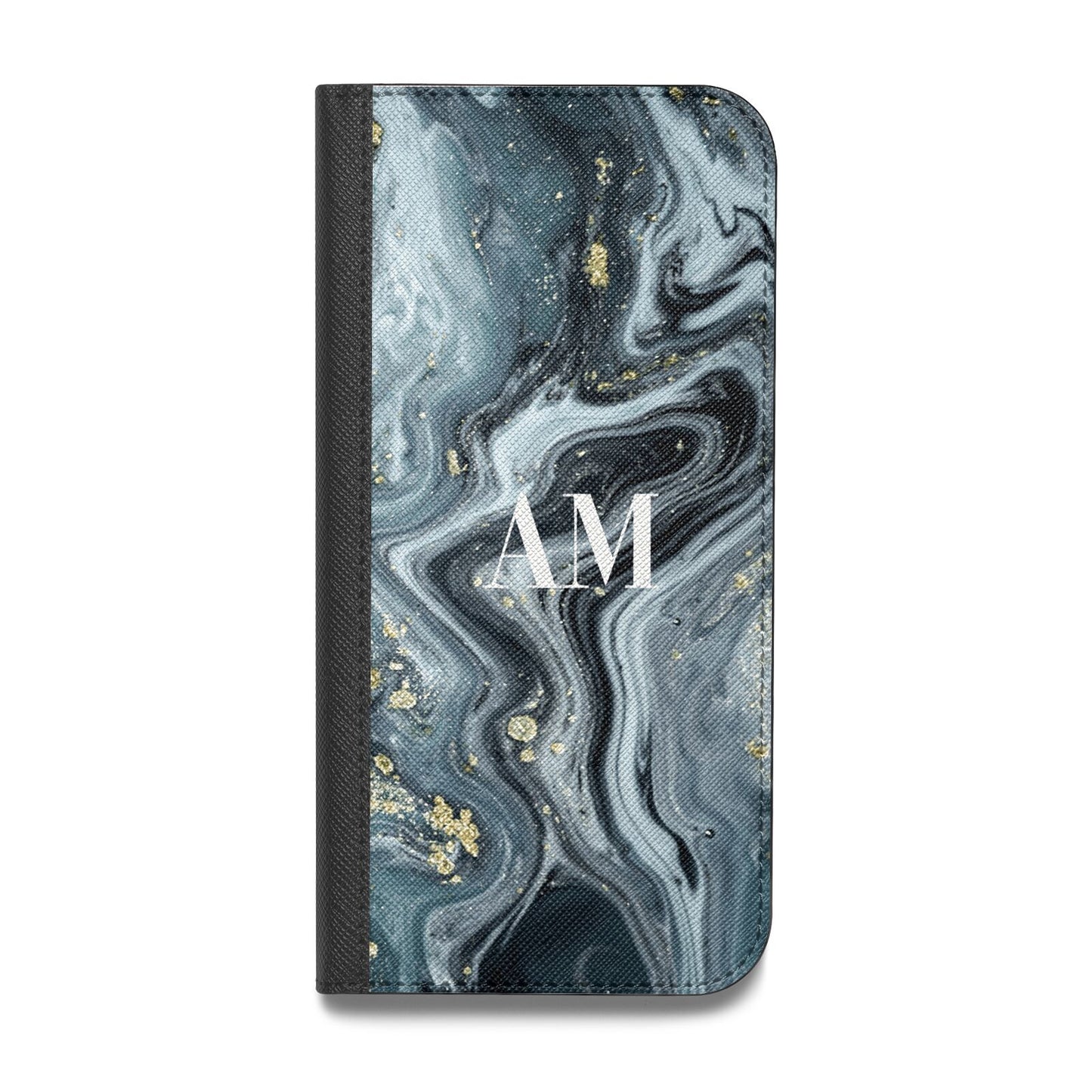 Custom Blue Swirl Marble Vegan Leather Flip Samsung Case