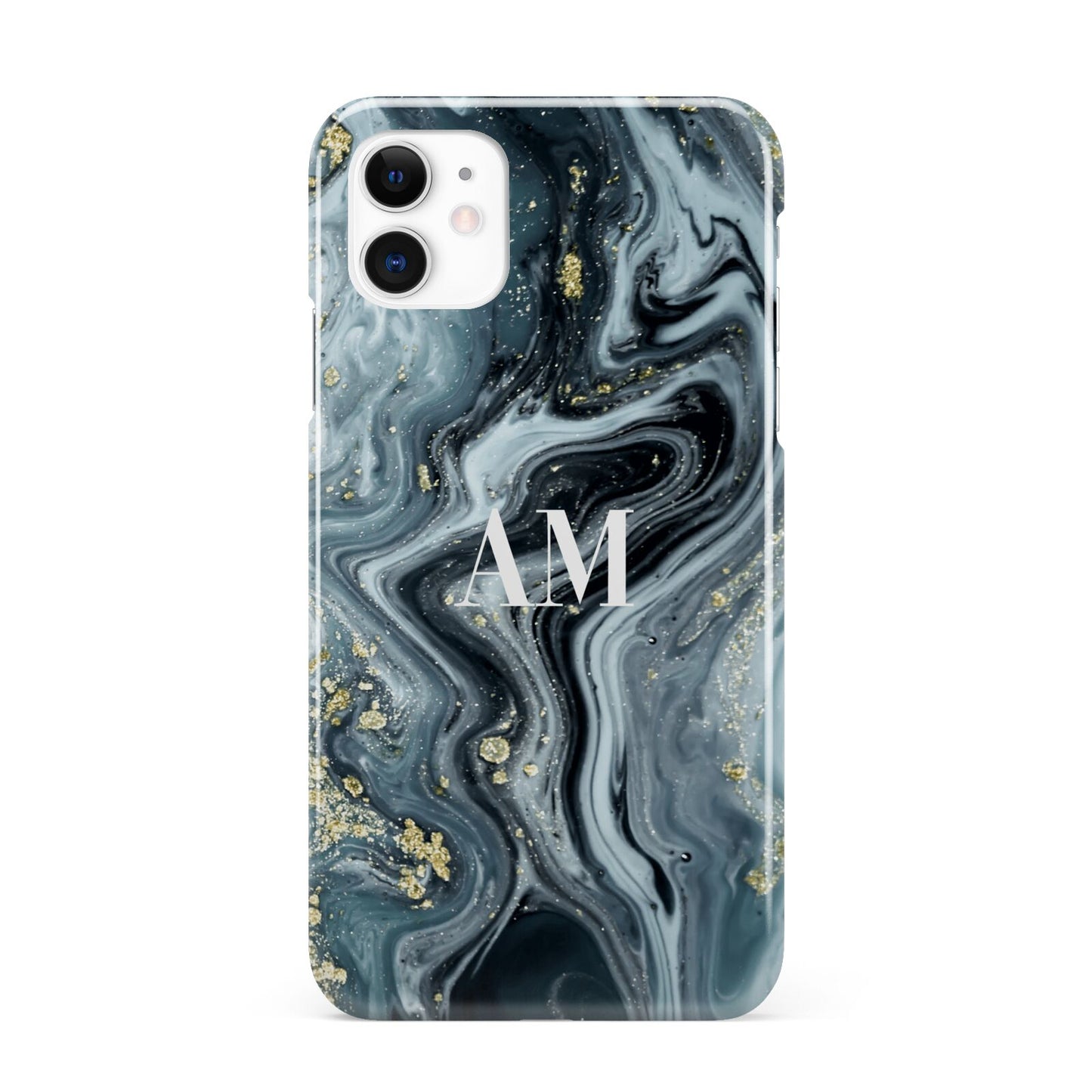 Custom Blue Swirl Marble iPhone 11 3D Snap Case