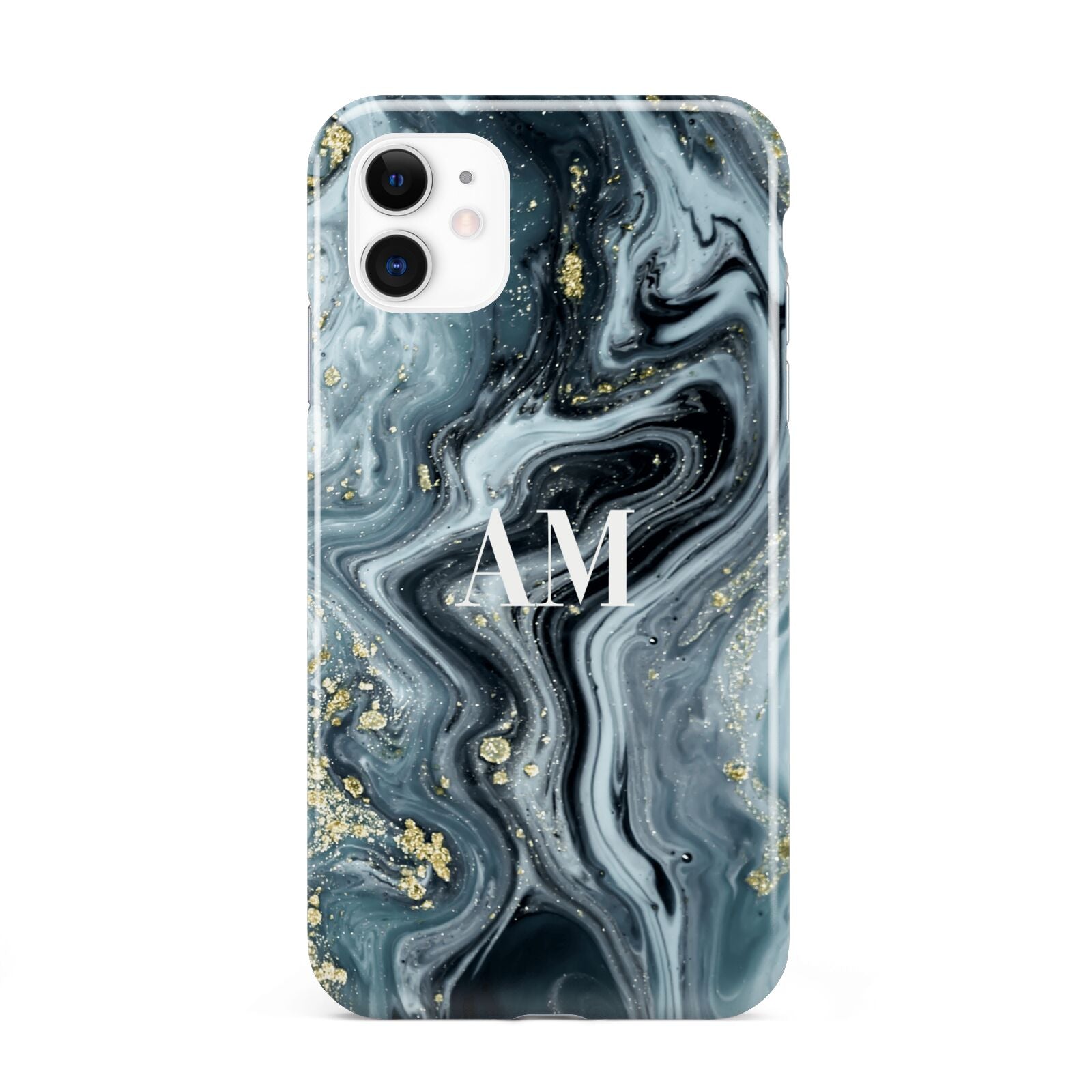 Custom Blue Swirl Marble iPhone 11 3D Tough Case