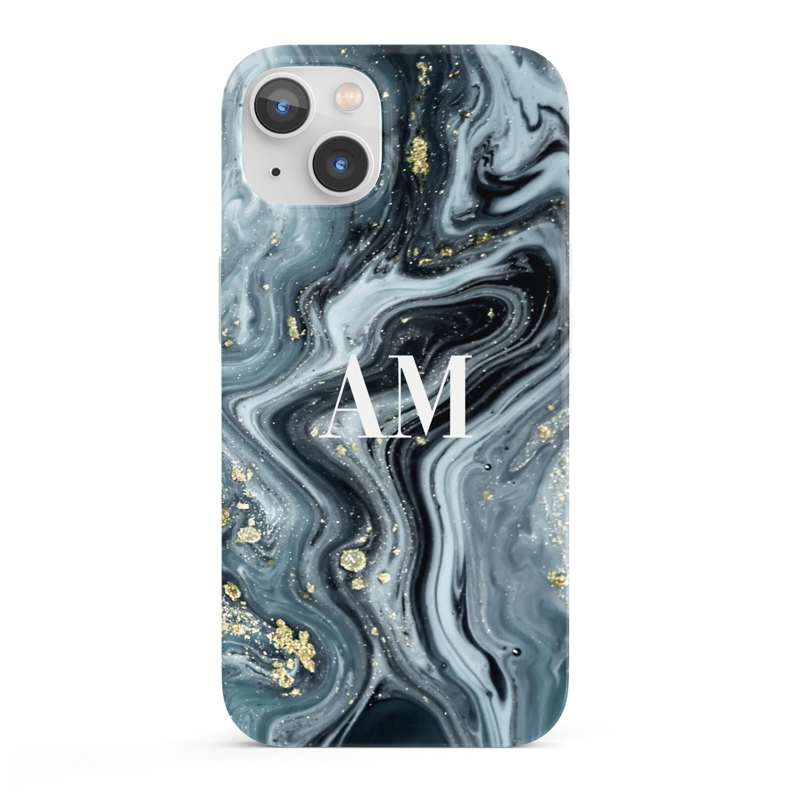 Custom Blue Swirl Marble iPhone 13 Full Wrap 3D Snap Case
