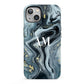Custom Blue Swirl Marble iPhone 13 Full Wrap 3D Tough Case