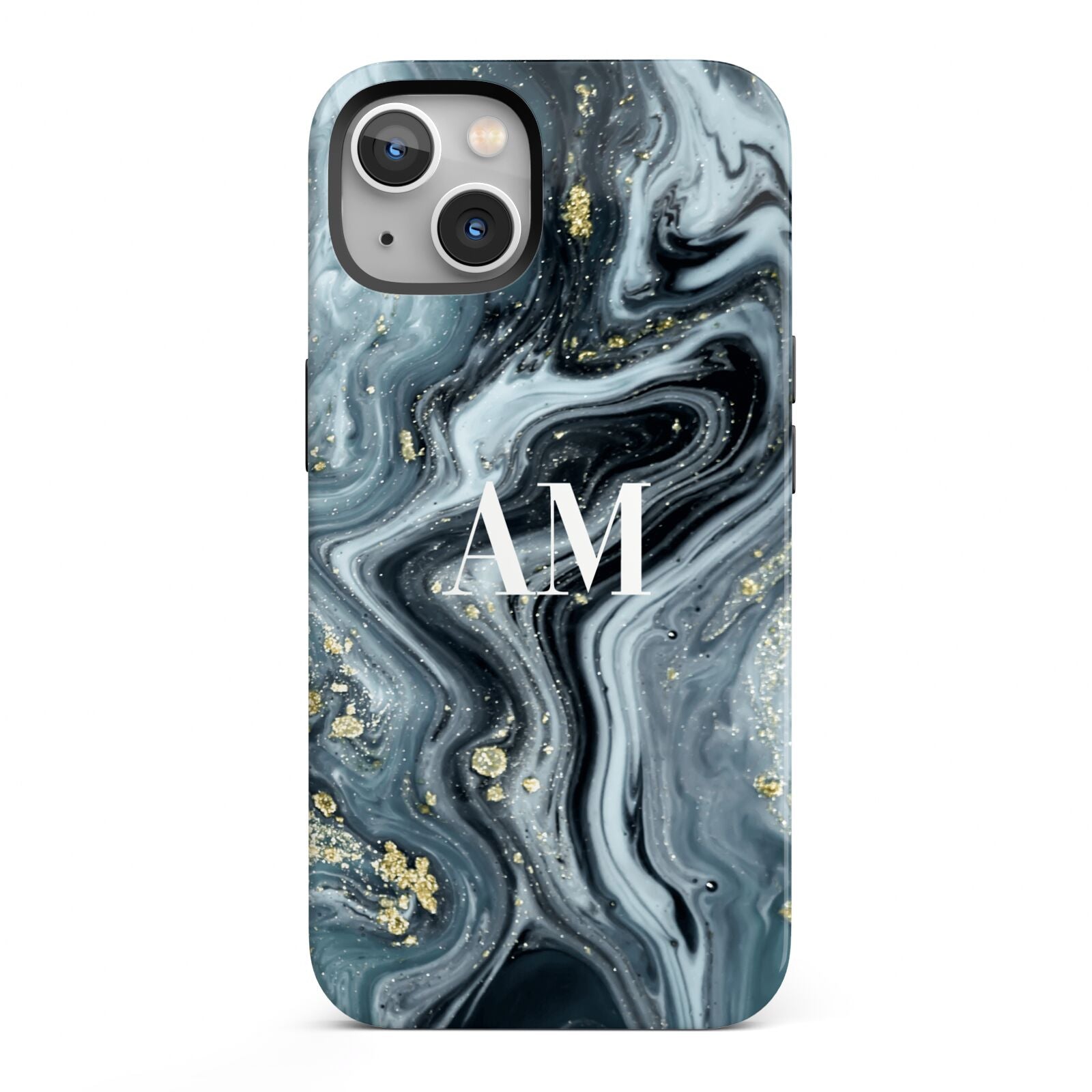 Custom Blue Swirl Marble iPhone 13 Full Wrap 3D Tough Case