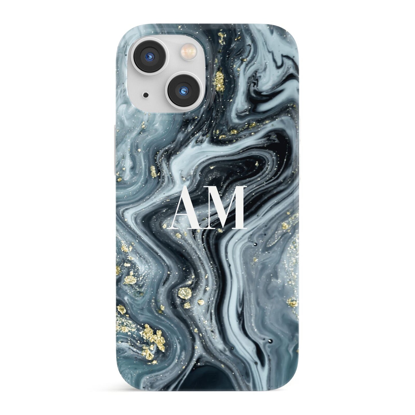 Custom Blue Swirl Marble iPhone 13 Mini Full Wrap 3D Snap Case
