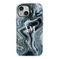 Custom Blue Swirl Marble iPhone 13 Mini Full Wrap 3D Tough Case