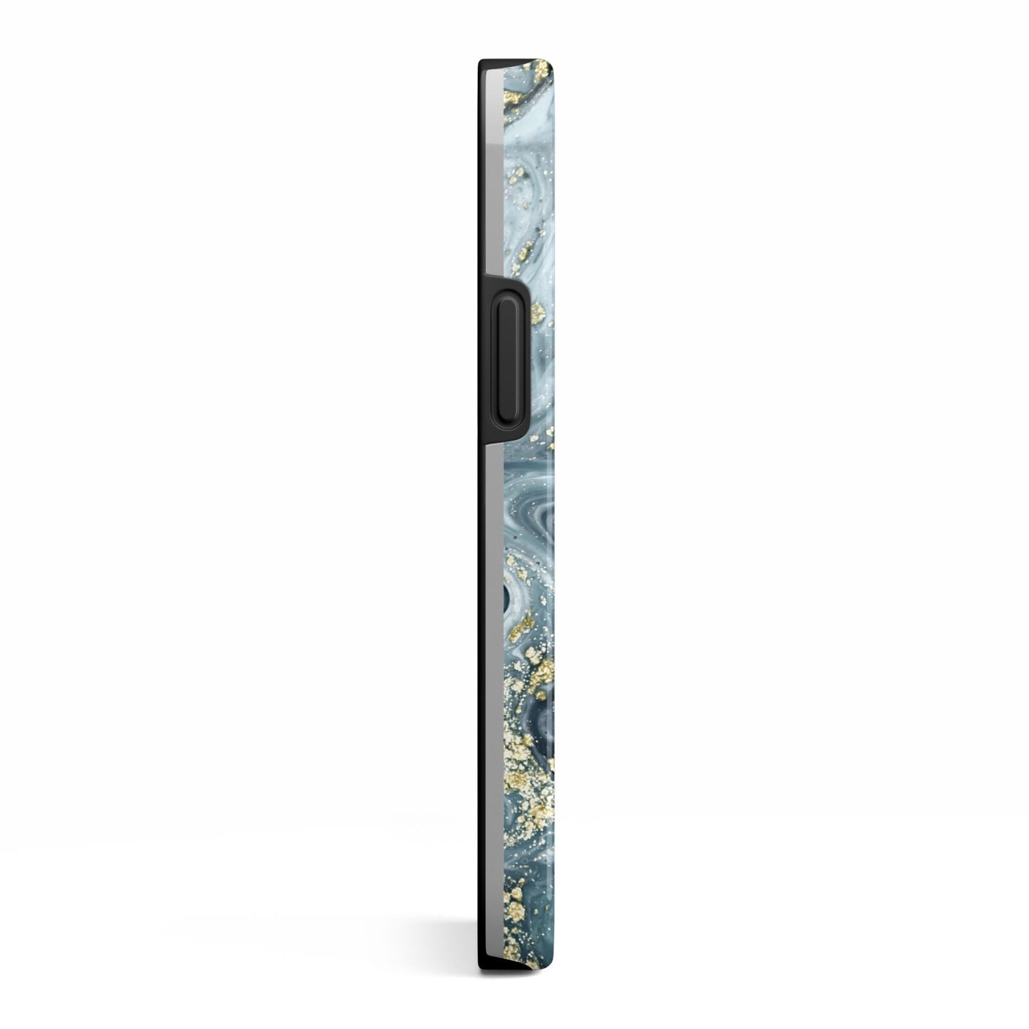 Custom Blue Swirl Marble iPhone 13 Mini Side Image 3D Tough Case