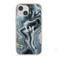Custom Blue Swirl Marble iPhone 13 Mini TPU Impact Case with Pink Edges