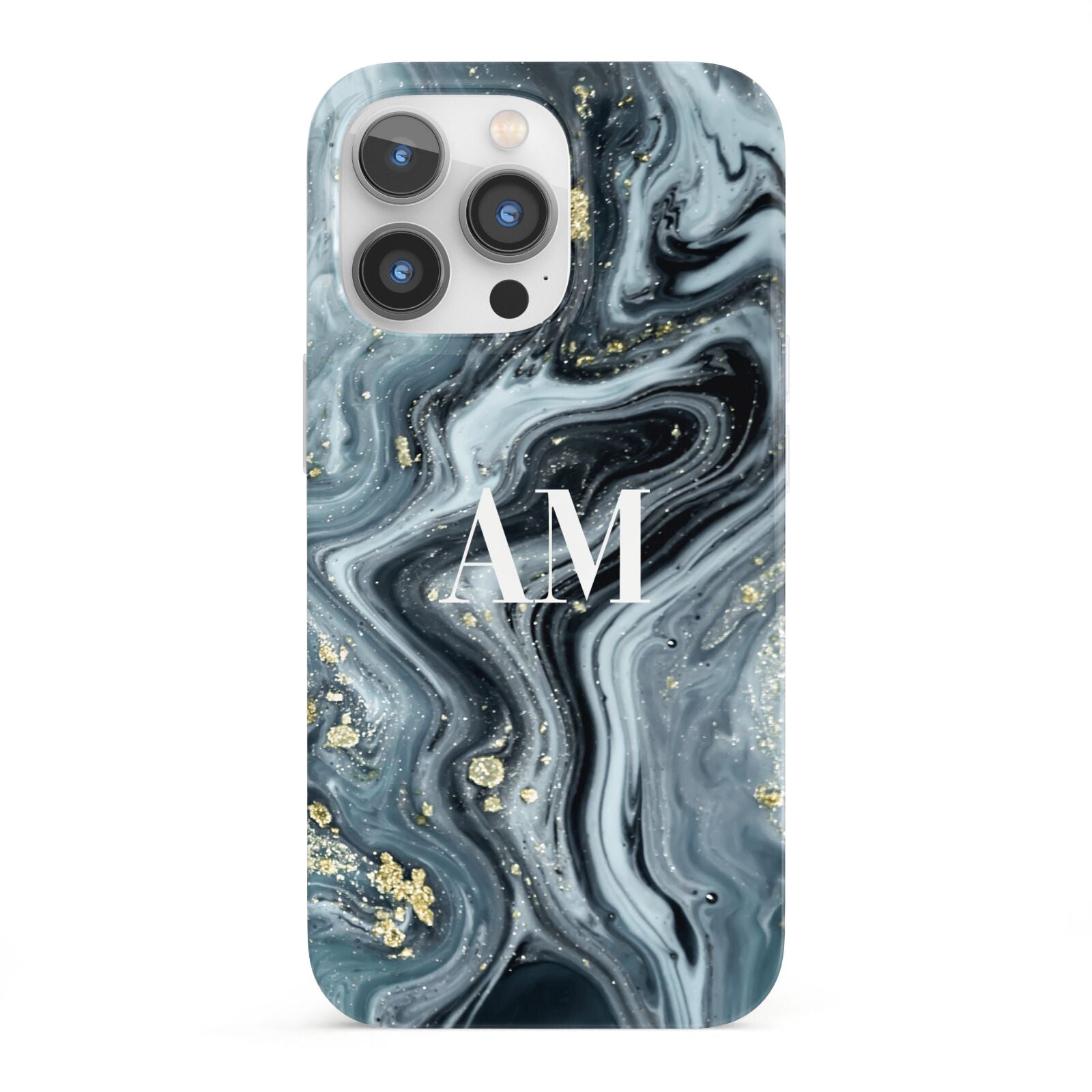 Custom Blue Swirl Marble iPhone 13 Pro Full Wrap 3D Snap Case