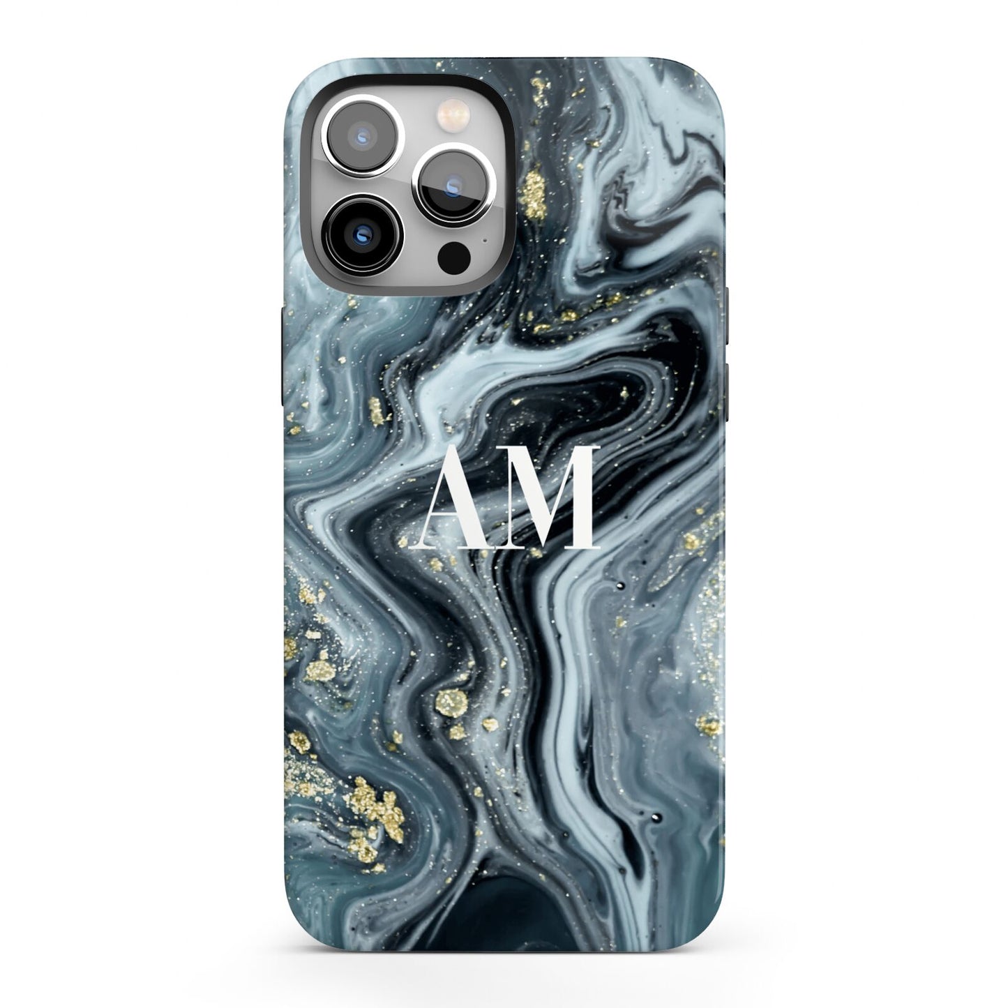 Custom Blue Swirl Marble iPhone 13 Pro Max Full Wrap 3D Tough Case
