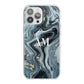 Custom Blue Swirl Marble iPhone 13 Pro Max TPU Impact Case with White Edges