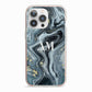 Custom Blue Swirl Marble iPhone 13 Pro TPU Impact Case with Pink Edges