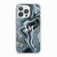 Custom Blue Swirl Marble iPhone 13 Pro TPU Impact Case with White Edges