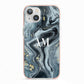 Custom Blue Swirl Marble iPhone 13 TPU Impact Case with Pink Edges