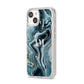 Custom Blue Swirl Marble iPhone 14 Clear Tough Case Starlight Angled Image