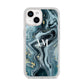 Custom Blue Swirl Marble iPhone 14 Glitter Tough Case Starlight