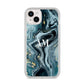 Custom Blue Swirl Marble iPhone 14 Plus Clear Tough Case Starlight