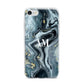 Custom Blue Swirl Marble iPhone 7 Bumper Case on Silver iPhone