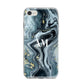 Custom Blue Swirl Marble iPhone 8 Bumper Case on Silver iPhone