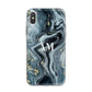 Custom Blue Swirl Marble iPhone X Bumper Case on Silver iPhone Alternative Image 1