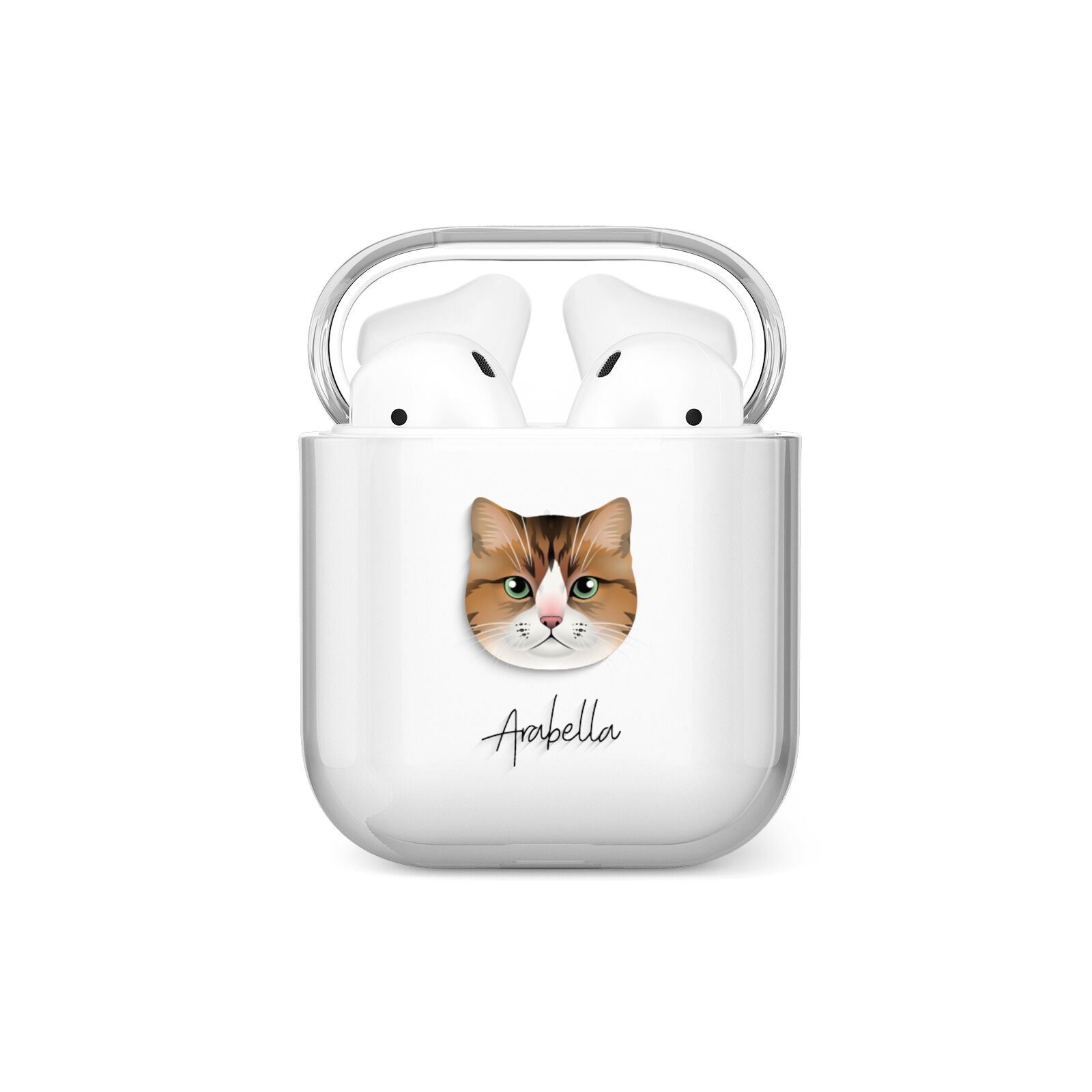 Custom Cat Illustration with Name AirPods Case