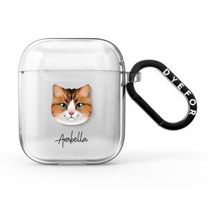 Custom Cat Illustration with Name AirPods Case