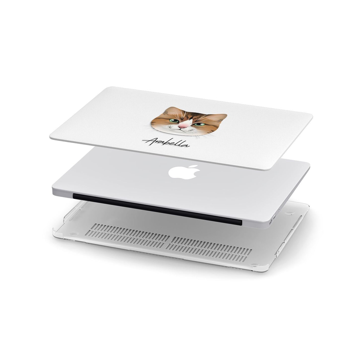 Custom Cat Illustration with Name Apple MacBook Case in Detail