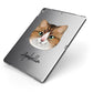 Custom Cat Illustration with Name Apple iPad Case on Grey iPad Side View