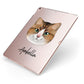 Custom Cat Illustration with Name Apple iPad Case on Rose Gold iPad Side View