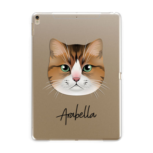 Custom Cat Illustration with Name Apple iPad Gold Case