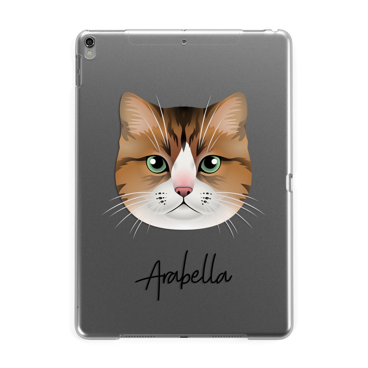 Custom Cat Illustration with Name Apple iPad Grey Case